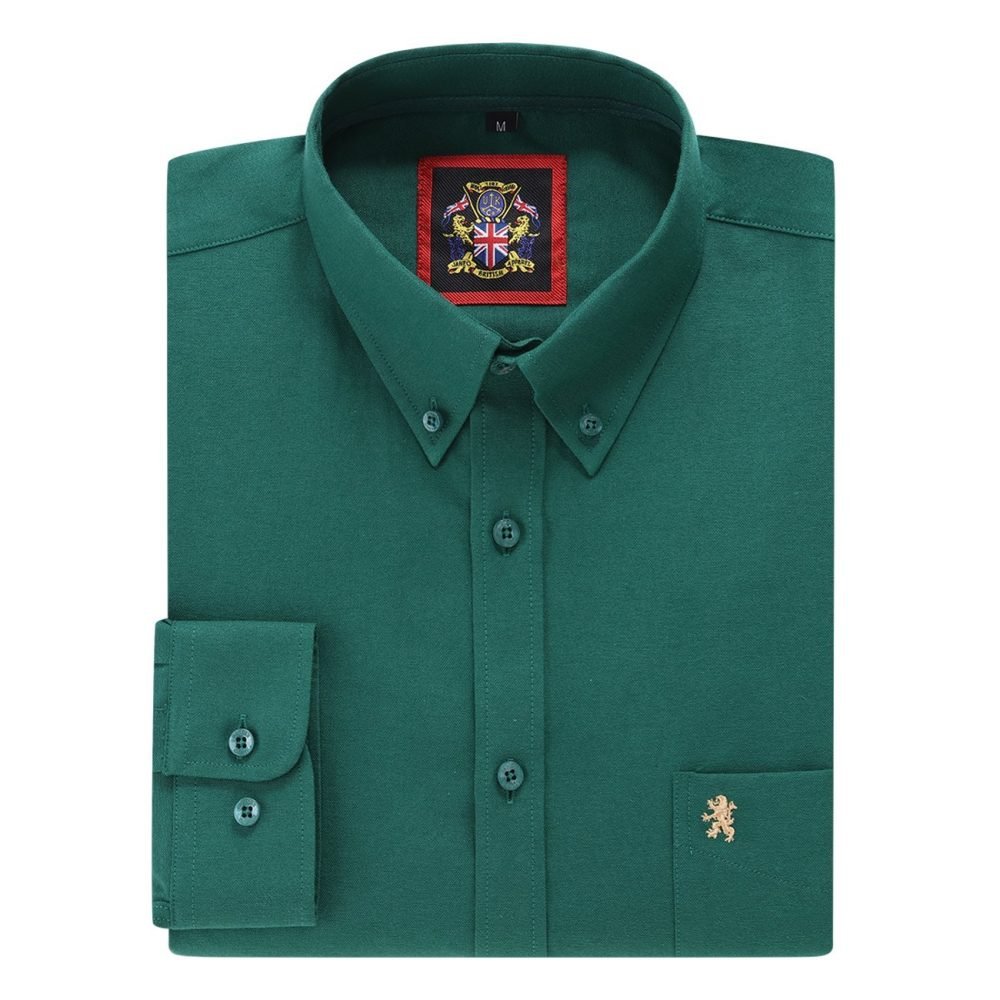 Mens English Oxford Shirt Button Down. Casual Office Work Weekender by Janeo British Apparel. Green - Image 5