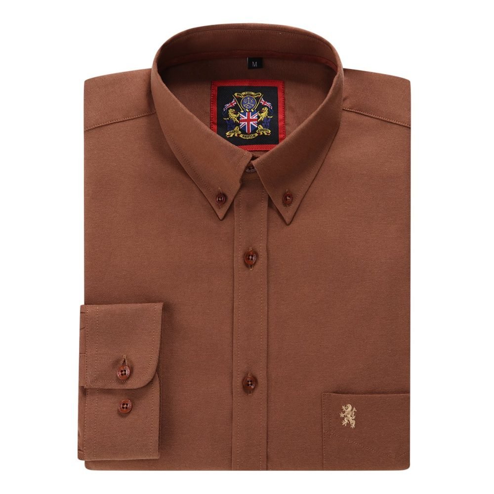 Mens English Oxford Shirt Button Down. Casual Office Work Weekender by Janeo British Apparel. Mocha Brown - Image 5