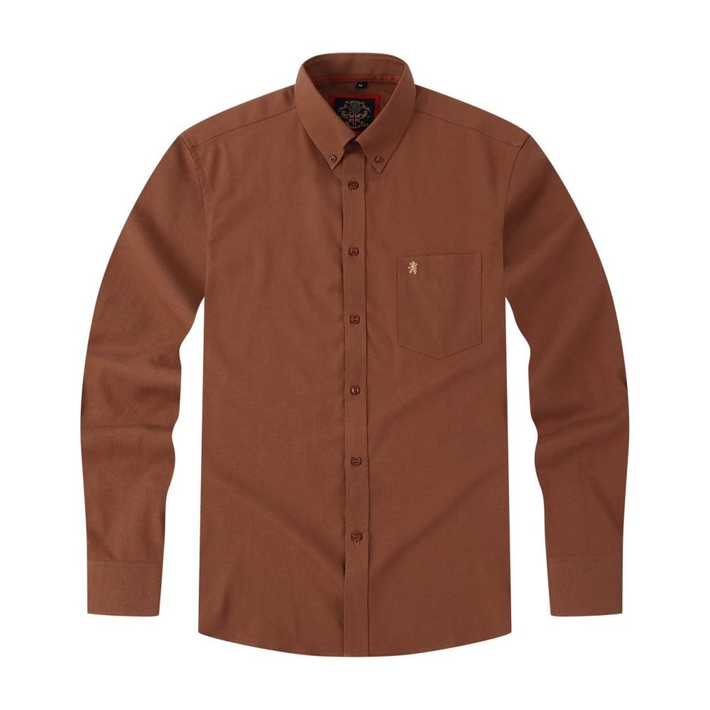 Mens English Oxford Shirt Button Down. Casual Office Work Weekender by Janeo British Apparel. Mocha Brown - Image 6