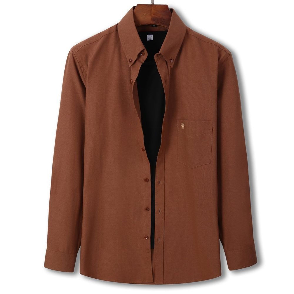 Mens English Oxford Shirt Button Down. Casual Office Work Weekender by Janeo British Apparel. Mocha Brown - Image 7