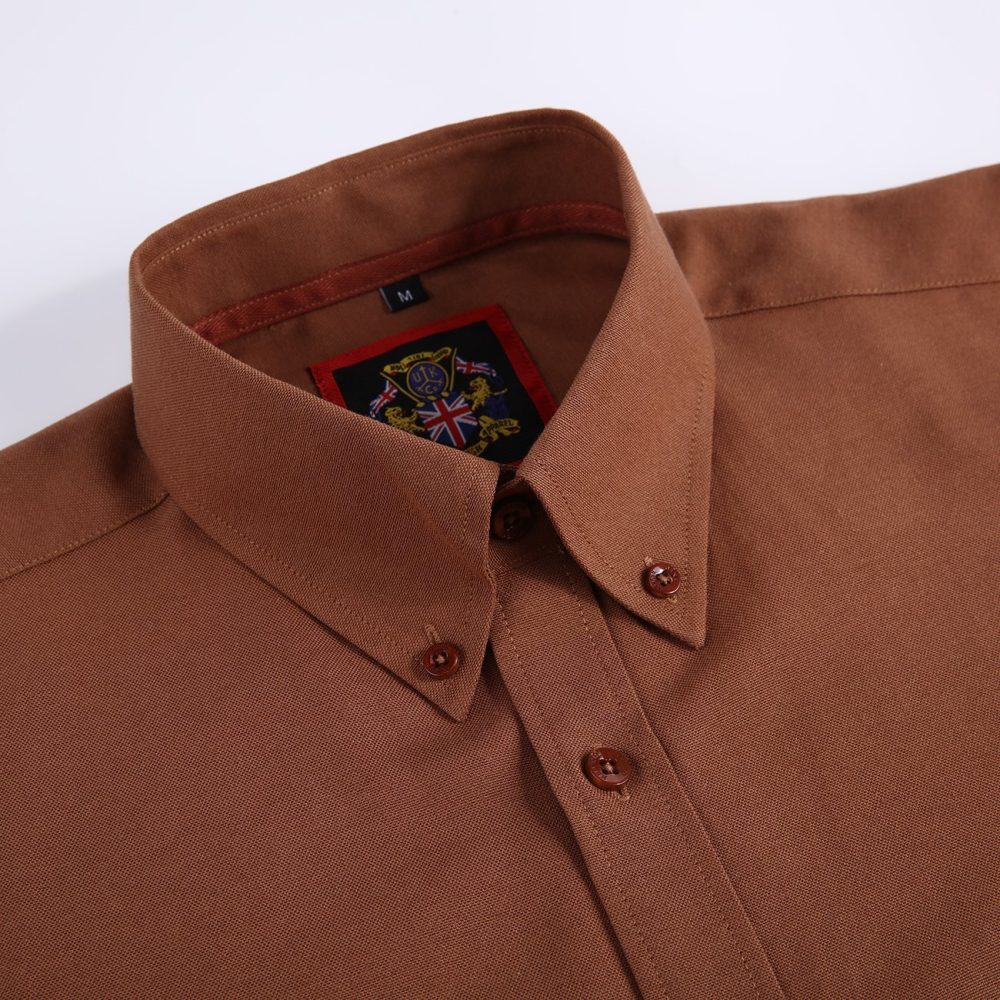 Mens English Oxford Shirt Button Down. Casual Office Work Weekender by Janeo British Apparel. Mocha Brown - Image 8