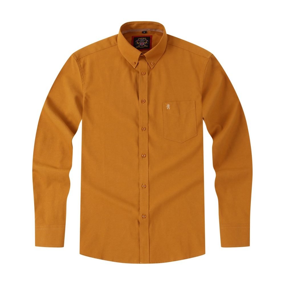 Mens English Oxford Shirt Button Down. Casual Office Work Weekender by Janeo British Apparel. Mustard - Image 6