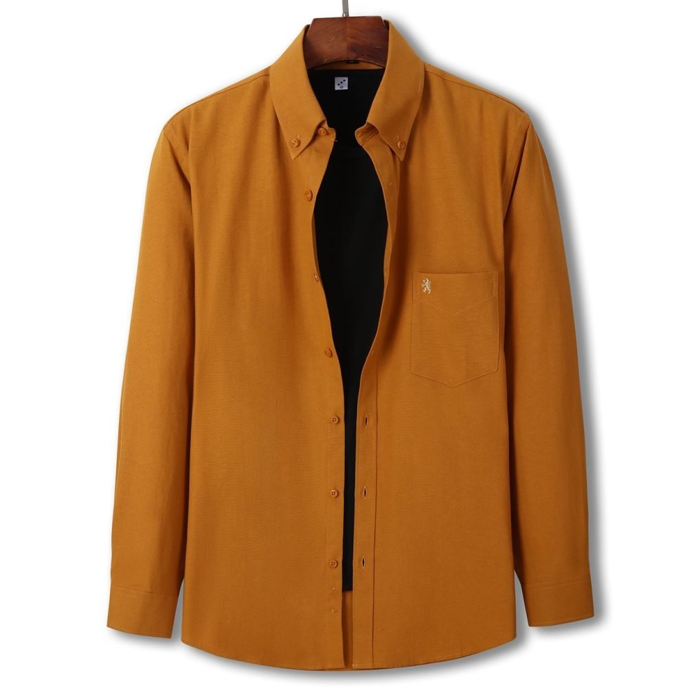 Mens English Oxford Shirt Button Down. Casual Office Work Weekender by Janeo British Apparel. Mustard - Image 7