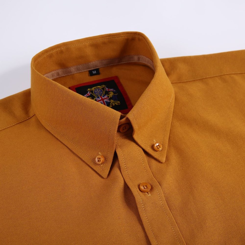 Mens English Oxford Shirt Button Down. Casual Office Work Weekender by Janeo British Apparel. Mustard - Image 8