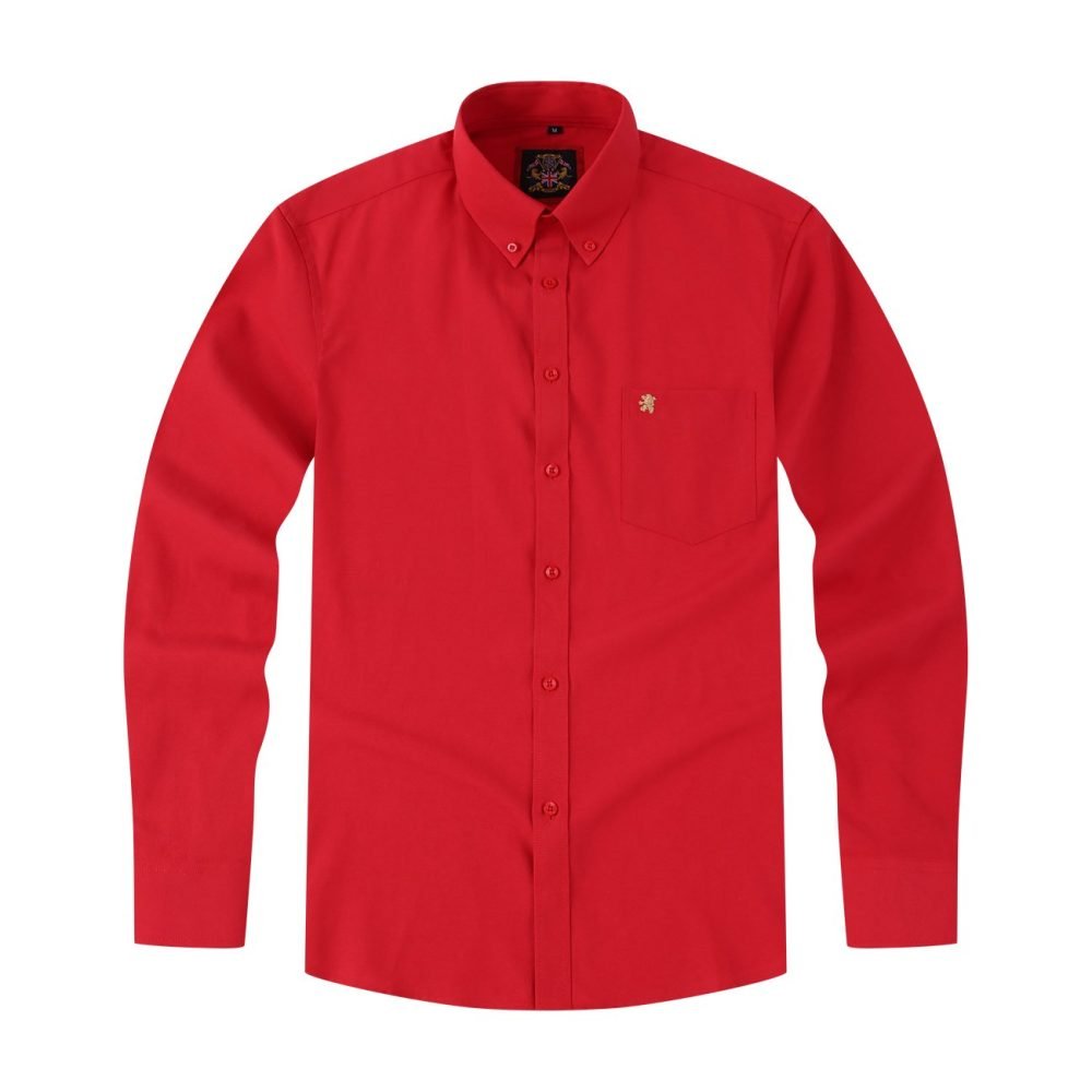 Mens English Oxford Shirt Button Down. Casual Office Work Weekender by Janeo British Apparel. Red - Image 6