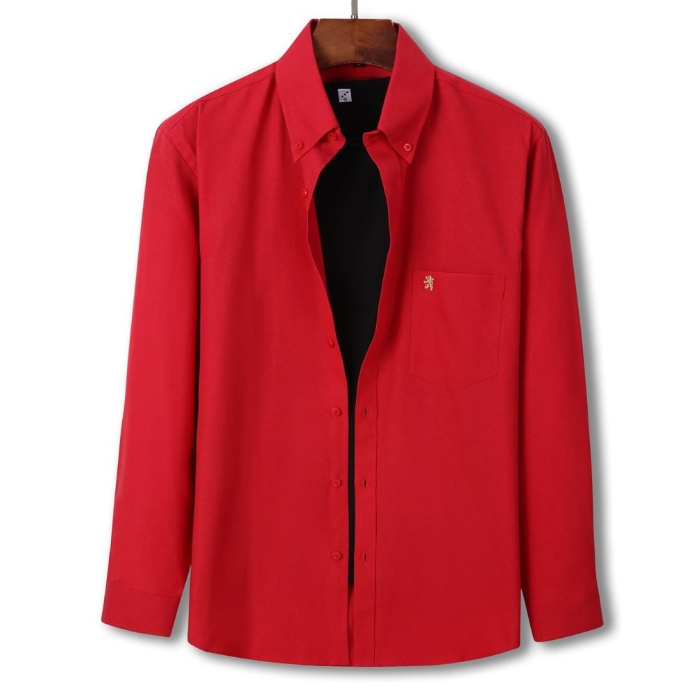 Mens English Oxford Shirt Button Down. Casual Office Work Weekender by Janeo British Apparel. Red - Image 7