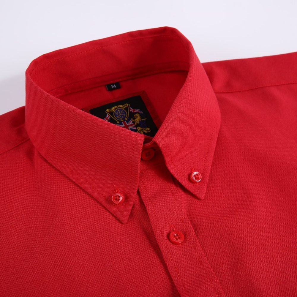 Mens English Oxford Shirt Button Down. Casual Office Work Weekender by Janeo British Apparel. Red - Image 8