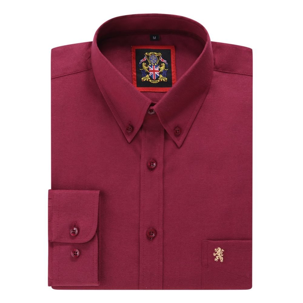 Mens English Oxford Shirt Button Down. Casual Office Work Weekender by Janeo British Apparel. Wine - Image 5