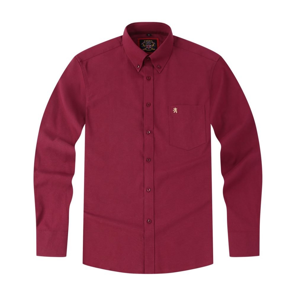 Mens English Oxford Shirt Button Down. Casual Office Work Weekender by Janeo British Apparel. Wine - Image 6