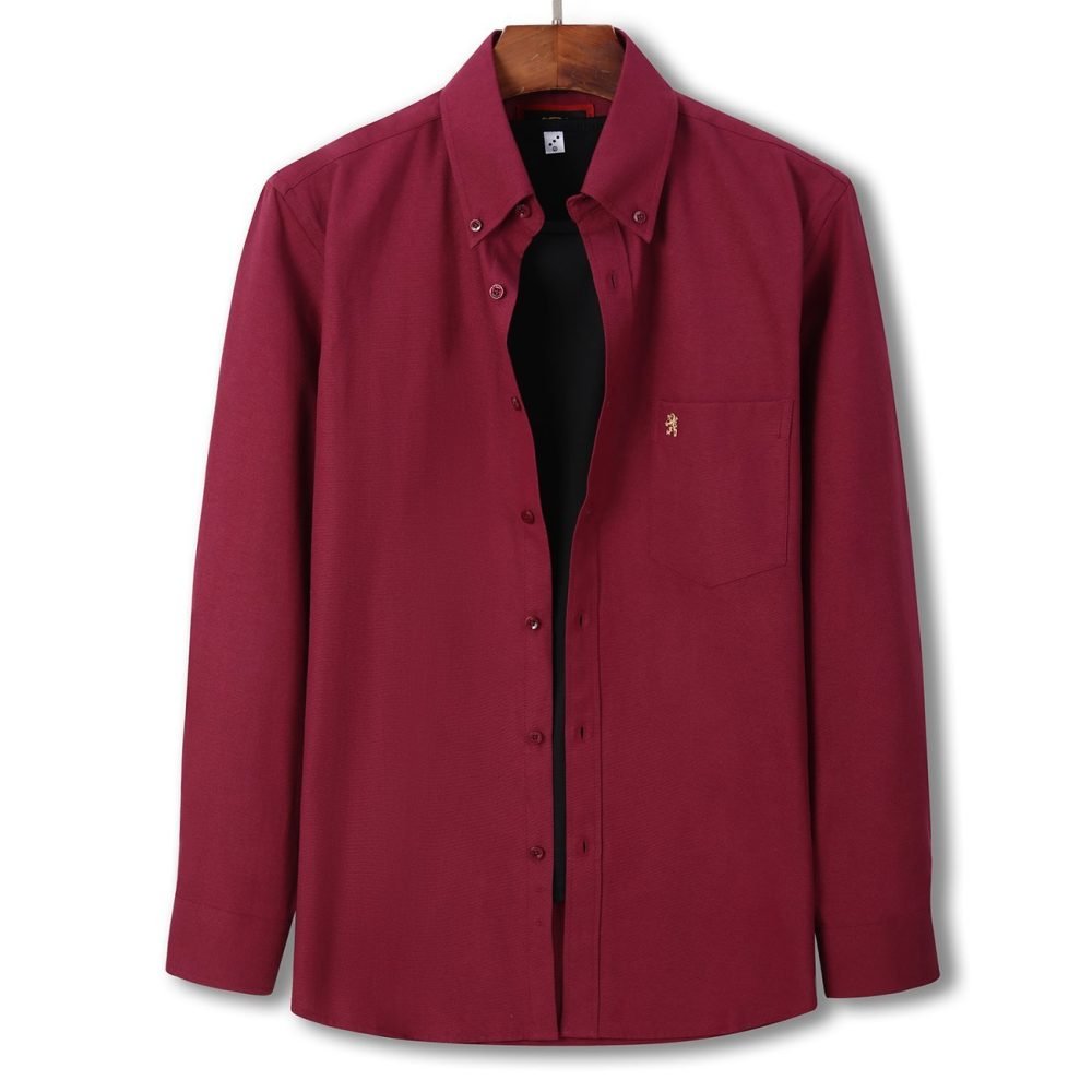 Mens English Oxford Shirt Button Down. Casual Office Work Weekender by Janeo British Apparel. Wine - Image 7