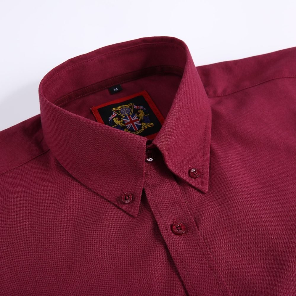 Mens English Oxford Shirt Button Down. Casual Office Work Weekender by Janeo British Apparel. Wine - Image 8
