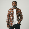 Mens Flannel Shirt Lumberjack Plaid Check Cotton Patch Pockets Shacket Designer  by Janeo British Apparel. Sienna Soft Brown - Thumbnail Image 2