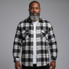 Mens Flannel Shirt Lumberjack Plaid Check Cotton Patch Pockets Shacket Designer  by Janeo British Apparel. The Classic Black & White - Thumbnail Image 2