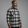 Mens Flannel Shirt Lumberjack Plaid Check Cotton Patch Pockets Shacket Designer  by Janeo British Apparel. The Classic Black & White - Thumbnail Image 3