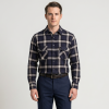 Mens Flannel Shirt Lumberjack Plaid Check Cotton Patch Pockets Shacket Designer by Janeo British Apparel. Medici French Navy - Thumbnail Image 3