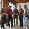 Mens Flannel Shirt Lumberjack Plaid Check Cotton Patch Pockets Shacket Designer  by Janeo British Apparel. Sienna Soft Brown - Thumbnail Image 15