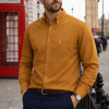 Mens English Oxford Shirt Button Down. Casual Office Work Weekender by Janeo British Apparel. Mustard - Thumbnail Image 1