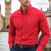 Mens English Oxford Shirt Button Down. Casual Office Work Weekender by Janeo British Apparel. Red - Thumbnail Image 1
