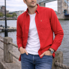 Mens English Oxford Shirt Button Down. Casual Office Work Weekender by Janeo British Apparel. Red - Thumbnail Image 2