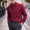 Mens English Oxford Shirt Button Down. Casual Office Work Weekender by Janeo British Apparel. Wine - Thumbnail Image 1