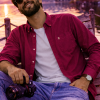 Mens English Oxford Shirt Button Down. Casual Office Work Weekender by Janeo British Apparel. Wine - Thumbnail Image 2