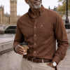 Mens English Oxford Shirt Button Down. Casual Office Work Weekender by Janeo British Apparel. Mocha Brown - Thumbnail Image 1
