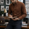 Mens English Oxford Shirt Button Down. Casual Office Work Weekender by Janeo British Apparel. Mocha Brown - Thumbnail Image 2