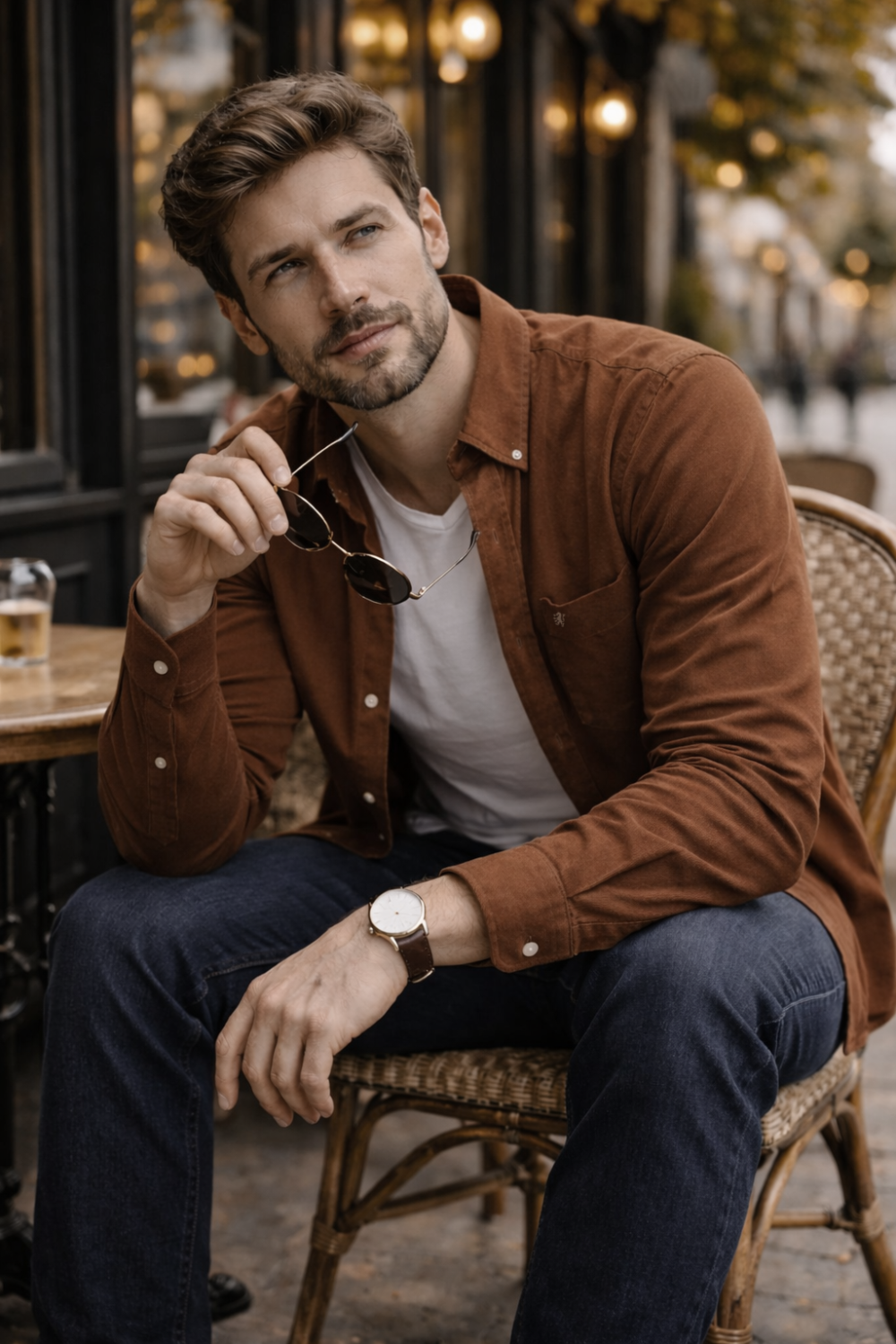 Mens English Oxford Shirt Button Down. Casual Office Work Weekender by Janeo British Apparel. Mocha Brown - Image 3