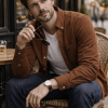 Mens English Oxford Shirt Button Down. Casual Office Work Weekender by Janeo British Apparel. Mocha Brown - Thumbnail Image 3
