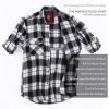 Mens Flannel Shirt Lumberjack Plaid Check Cotton Patch Pockets Shacket Designer  by Janeo British Apparel. The Classic Black & White - Thumbnail Image 7