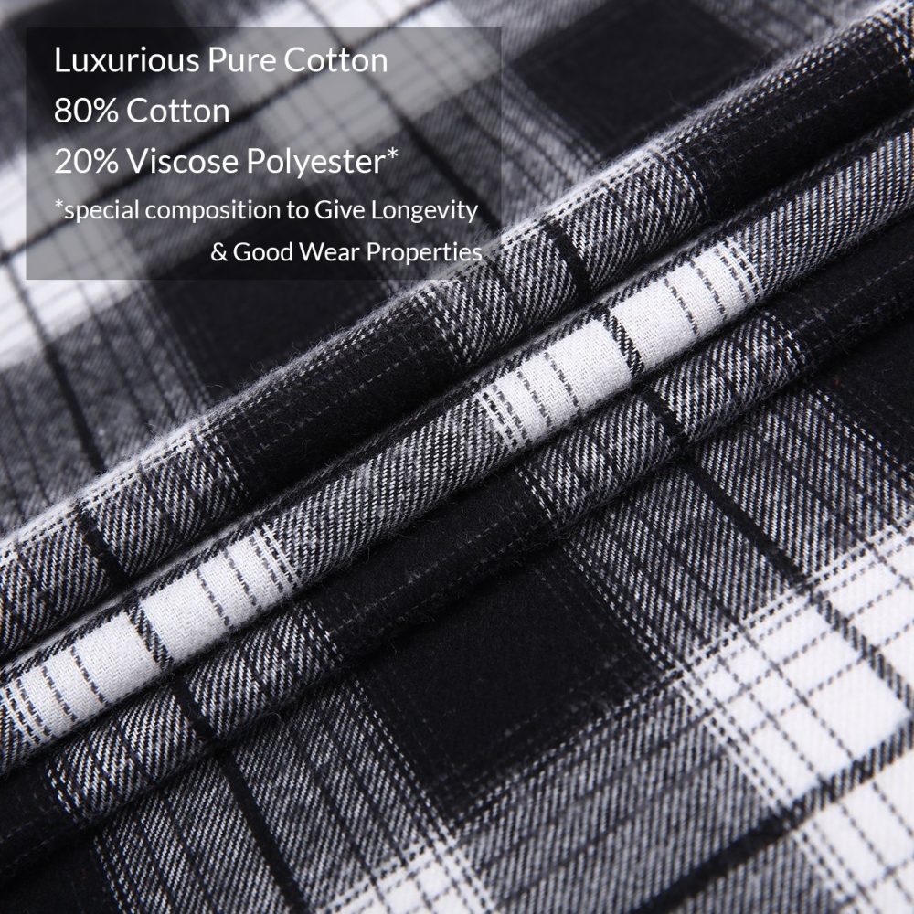 Mens Flannel Shirt Lumberjack Plaid Check Cotton Patch Pockets Shacket Designer  by Janeo British Apparel. The Classic Black & White - Image 8
