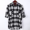 Mens Flannel Shirt Lumberjack Plaid Check Cotton Patch Pockets Shacket Designer  by Janeo British Apparel. The Classic Black & White - Thumbnail Image 6