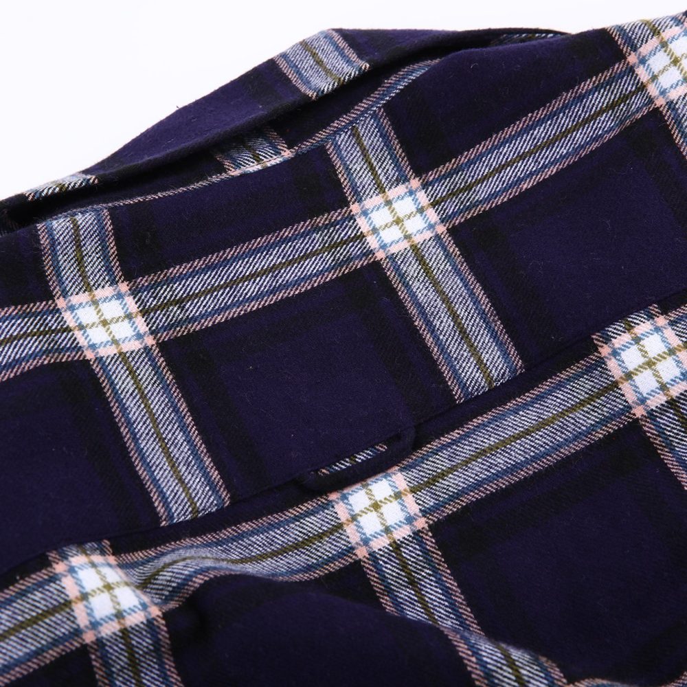 Mens Flannel Shirt Lumberjack Plaid Check Cotton Patch Pockets Shacket Designer by Janeo British Apparel. Medici French Navy - Image 13