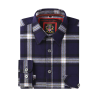 Mens Flannel Shirt Lumberjack Plaid Check Cotton Patch Pockets Shacket Designer by Janeo British Apparel. Medici French Navy - Thumbnail Image 9