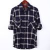 Mens Flannel Shirt Lumberjack Plaid Check Cotton Patch Pockets Shacket Designer by Janeo British Apparel. Medici French Navy - Thumbnail Image 6