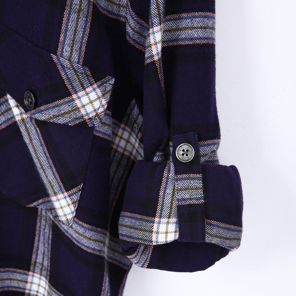 Mens Flannel Shirt Lumberjack Plaid Check Cotton Patch Pockets Shacket Designer by Janeo British Apparel. Medici French Navy - Image 12