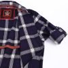 Mens Flannel Shirt Lumberjack Plaid Check Cotton Patch Pockets Shacket Designer by Janeo British Apparel. Medici French Navy - Thumbnail Image 11