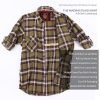 Mens Flannel Shirt Lumberjack Plaid Check Cotton Patch Pockets Shacket Designer  by Janeo British Apparel. Citrine Olive Green - Thumbnail Image 6