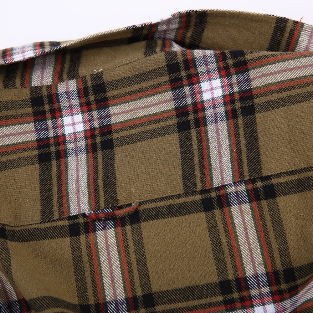 Mens Flannel Shirt Lumberjack Plaid Check Cotton Patch Pockets Shacket Designer  by Janeo British Apparel. Citrine Olive Green - Image 13