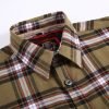 Mens Flannel Shirt Lumberjack Plaid Check Cotton Patch Pockets Shacket Designer  by Janeo British Apparel. Citrine Olive Green - Thumbnail Image 10