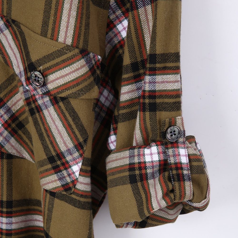 Mens Flannel Shirt Lumberjack Plaid Check Cotton Patch Pockets Shacket Designer  by Janeo British Apparel. Citrine Olive Green - Image 11