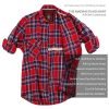 Mens Flannel Shirt Lumberjack Plaid Check Cotton Patch Pockets Shacket Designer by Janeo British Apparel. Shakespear Red - Thumbnail Image 7