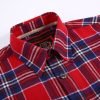 Mens Flannel Shirt Lumberjack Plaid Check Cotton Patch Pockets Shacket Designer by Janeo British Apparel. Shakespear Red - Thumbnail Image 10
