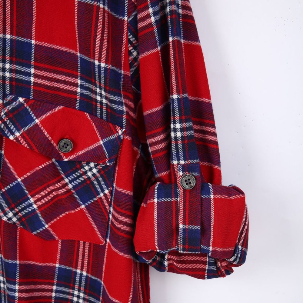 Mens Flannel Shirt Lumberjack Plaid Check Cotton Patch Pockets Shacket Designer by Janeo British Apparel. Shakespear Red - Image 11