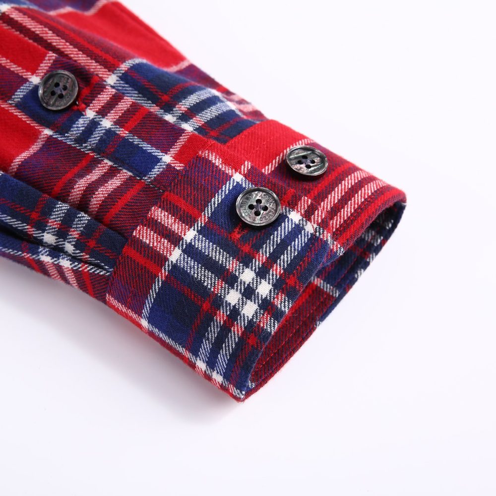 Mens Flannel Shirt Lumberjack Plaid Check Cotton Patch Pockets Shacket Designer by Janeo British Apparel. Shakespear Red - Image 12