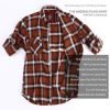 Mens Flannel Shirt Lumberjack Plaid Check Cotton Patch Pockets Shacket Designer  by Janeo British Apparel. Sienna Soft Brown - Thumbnail Image 7