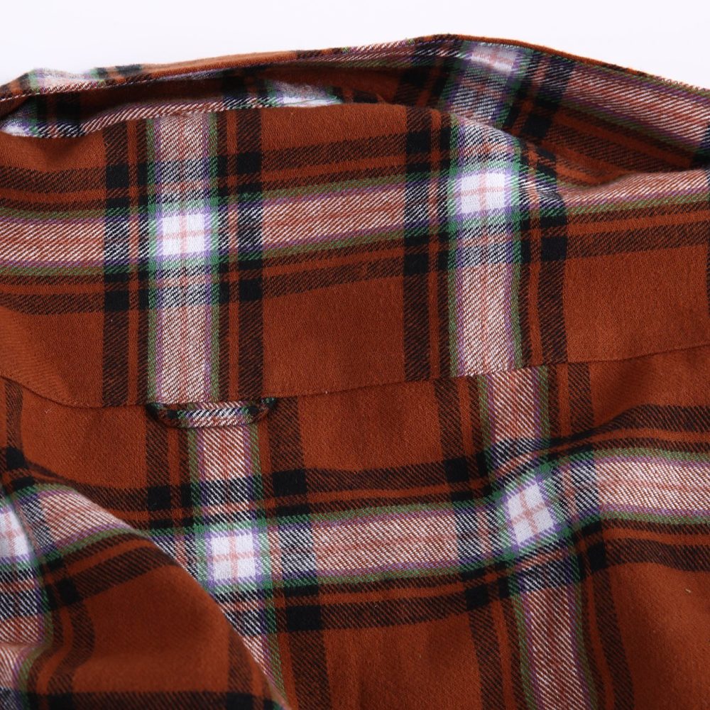 Mens Flannel Shirt Lumberjack Plaid Check Cotton Patch Pockets Shacket Designer  by Janeo British Apparel. Sienna Soft Brown - Image 13