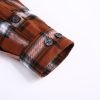 Mens Flannel Shirt Lumberjack Plaid Check Cotton Patch Pockets Shacket Designer  by Janeo British Apparel. Sienna Soft Brown - Thumbnail Image 12