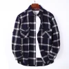 Mens Flannel Shirt Lumberjack Plaid Check Cotton Patch Pockets Shacket Designer by Janeo British Apparel. Medici French Navy - Thumbnail Image 5