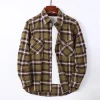 Mens Flannel Shirt Lumberjack Plaid Check Cotton Patch Pockets Shacket Designer  by Janeo British Apparel. Citrine Olive Green - Thumbnail Image 5